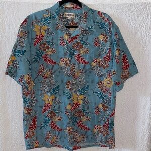 Campia Moda Button Down Hawaiian Tropical Print Short Sleeve Shirt